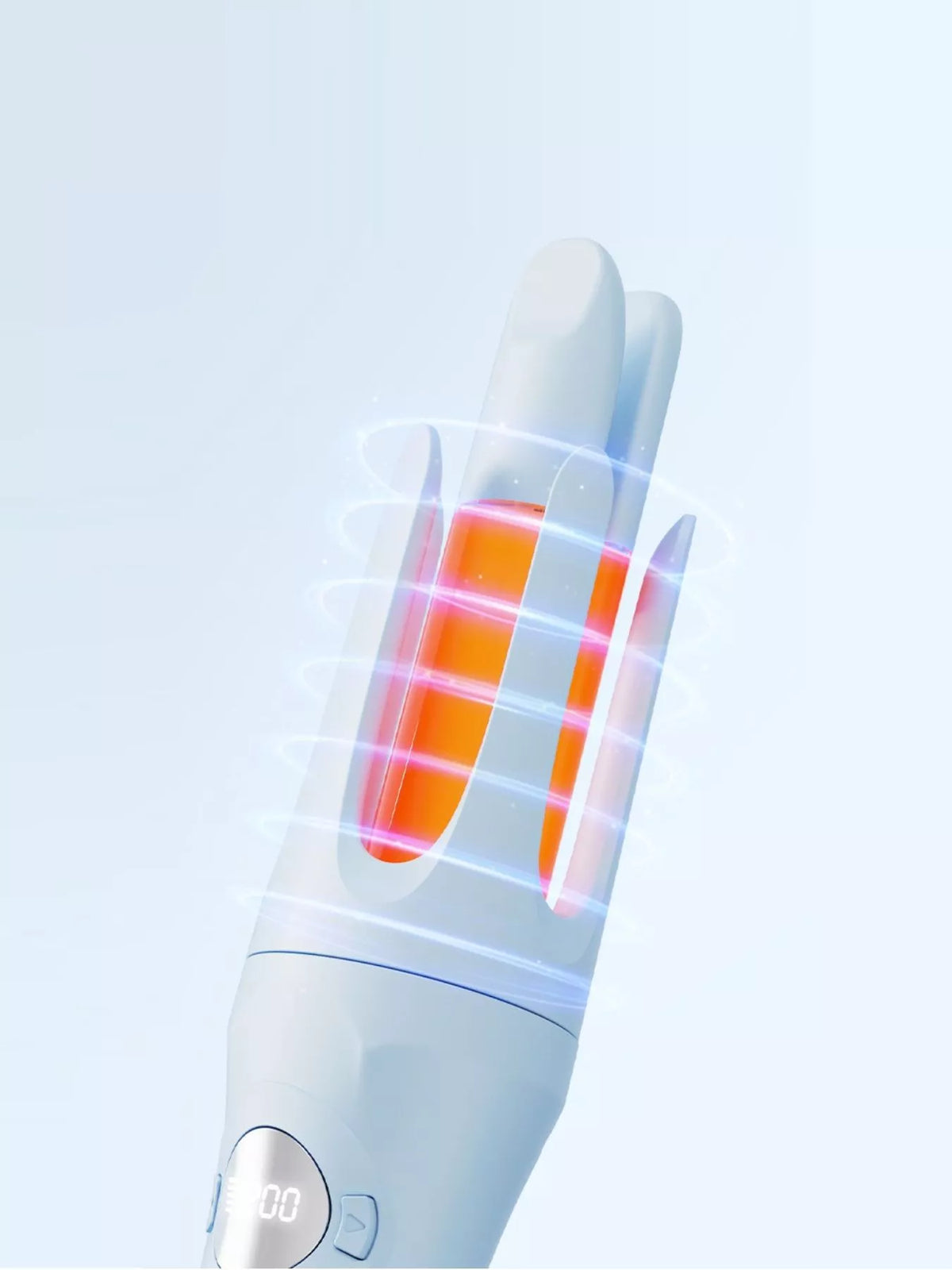 Automatic curler in use on hair