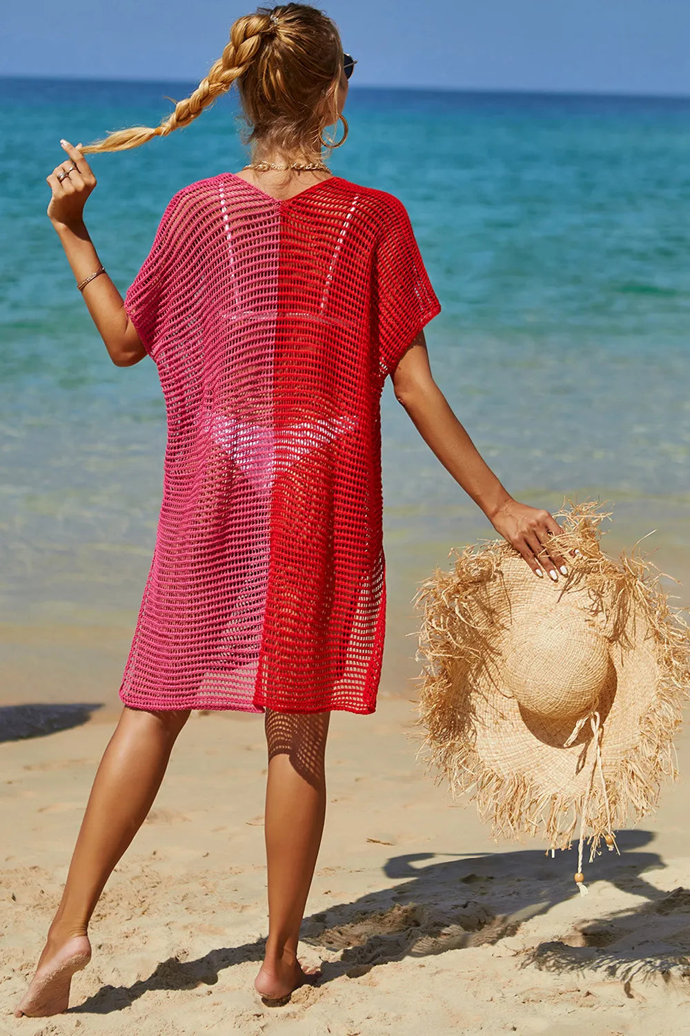 Openwork knit cover up front view