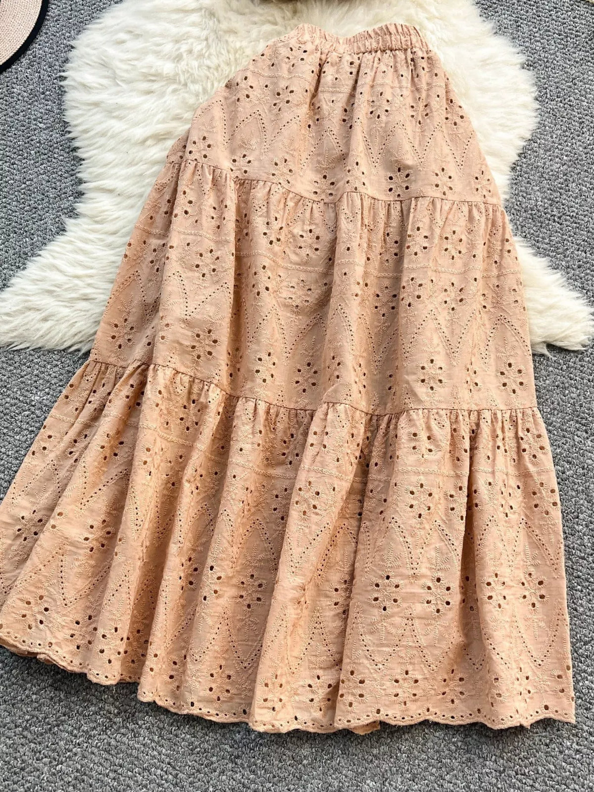 Smocked Crop Top and Hollow Out Skirt Set, view 21