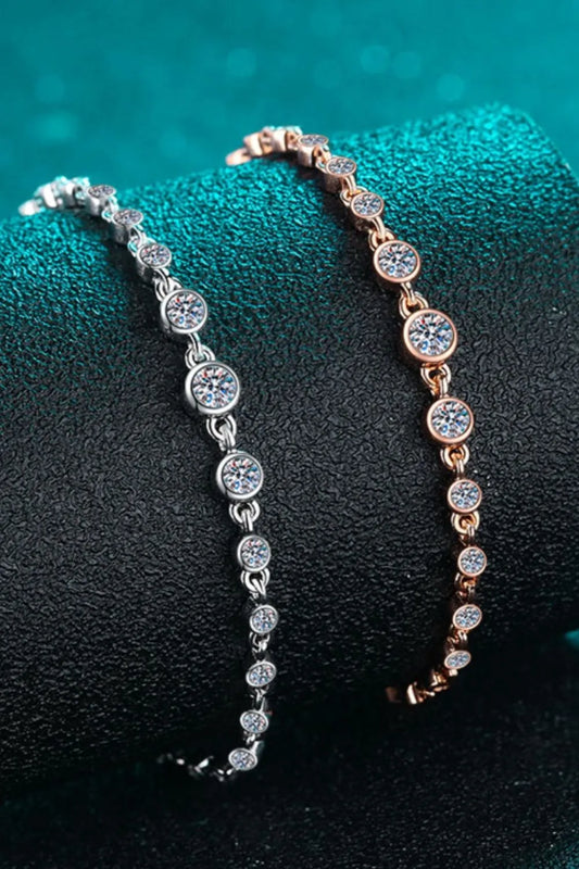 925 Sterling Silver Inlaid Moissanite Bracelet - Fashorio