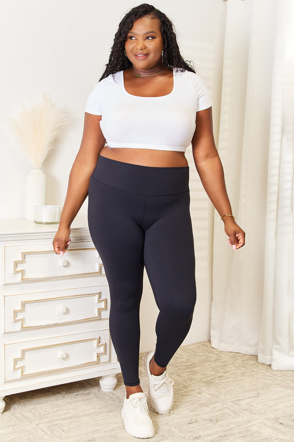 Double Take Wide Waistband Sports Leggings - Fashorio