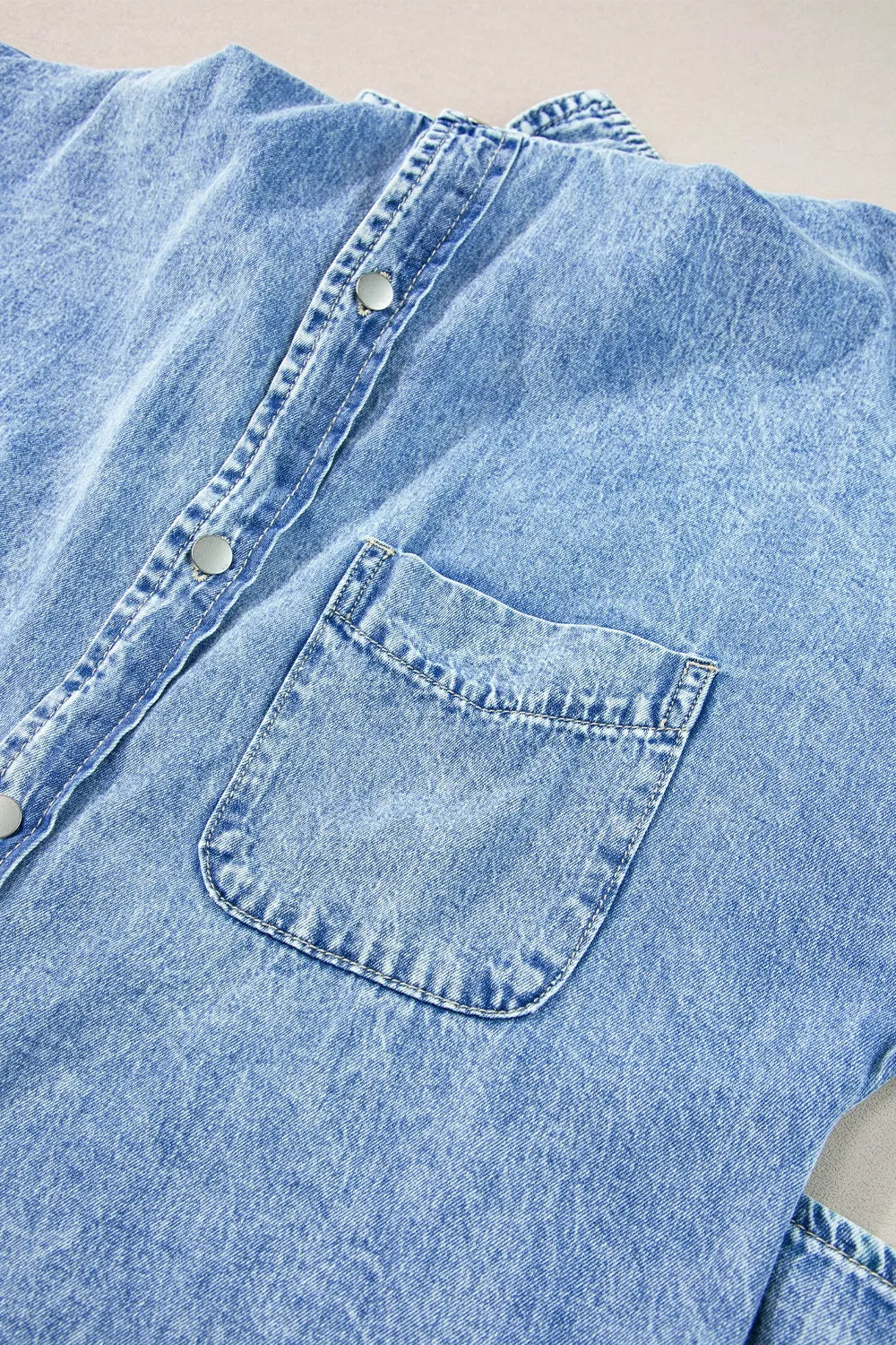 Oversized Button Down Denim Shirt Dress - Fashorio