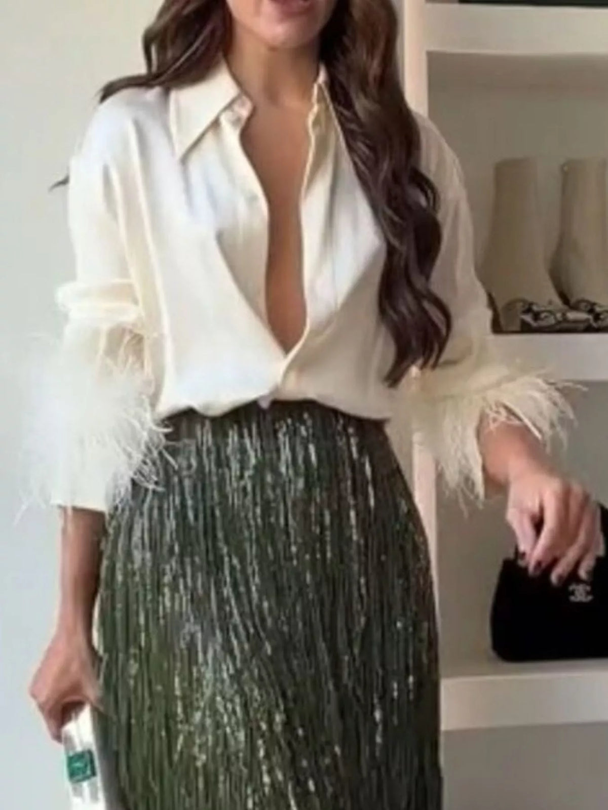 Womens coordinated sequin two piece set detail