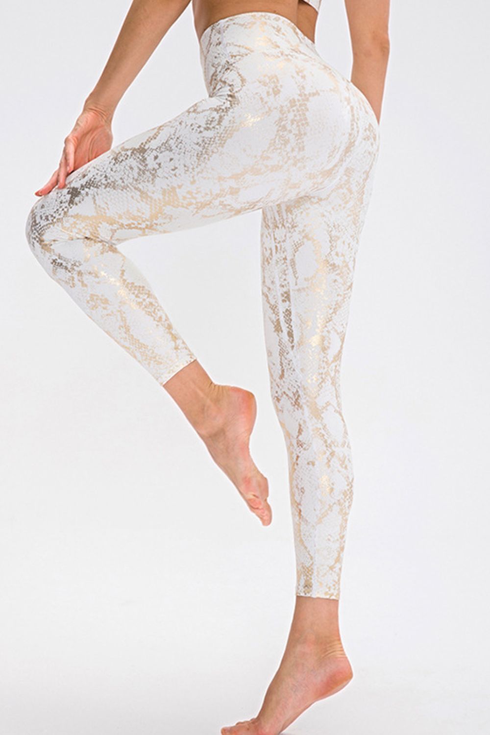 animal print slim fit sports pants side view