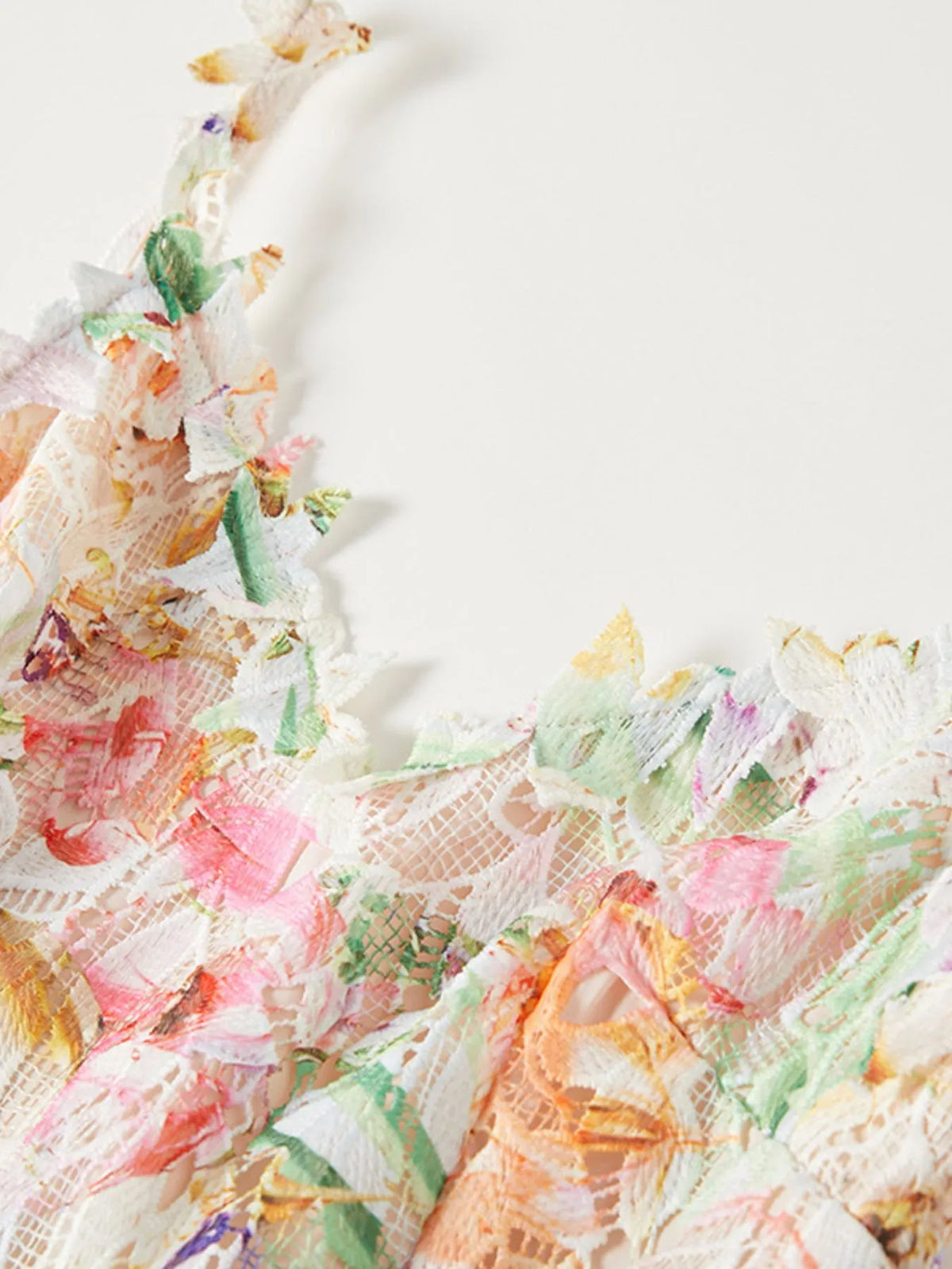 Floral Lace Sleeveless V Neck Midi Dress hemline detail