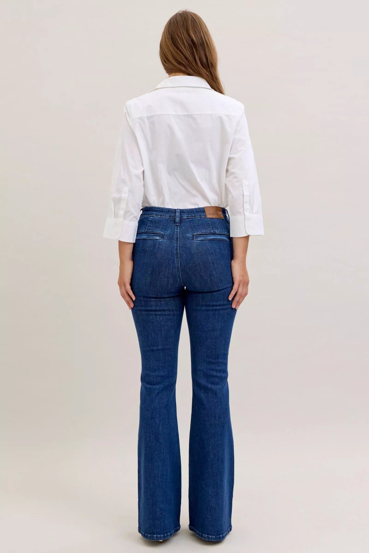 Judy Blue flare jeans hem detail