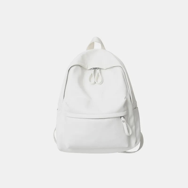 Faux leather zip backpack lining and pocket view