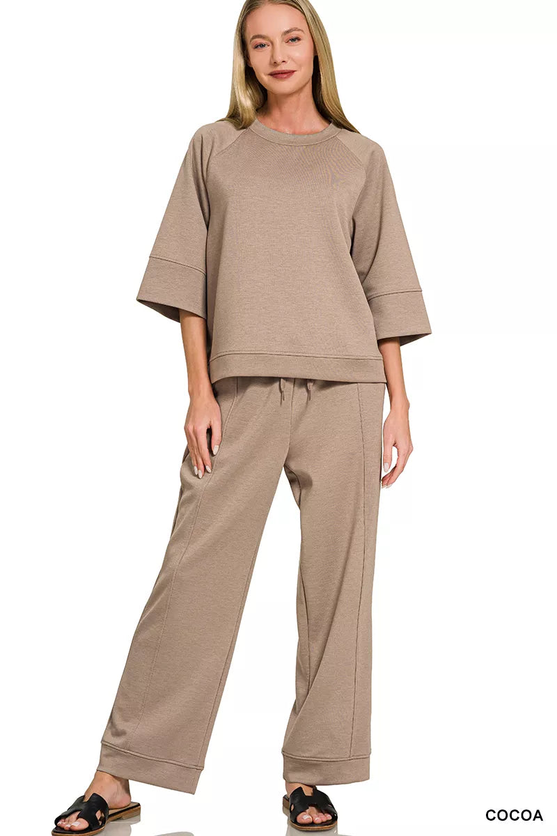 Cocoa scuba pullover and pants set front view