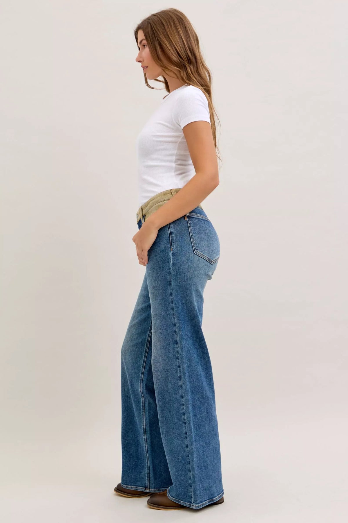 Judy Blue medium wash denim close up