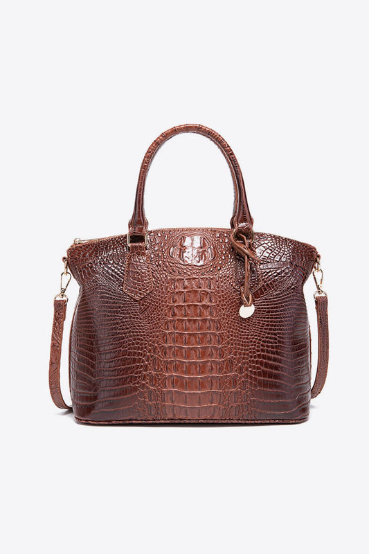 PU Leather Handbag Dark Brown One Size - Fashorio