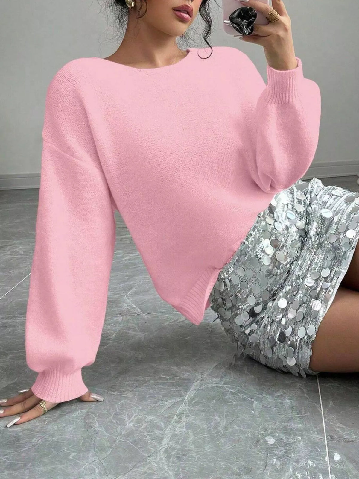 Bow decor dropped shoulder cardigan styled look