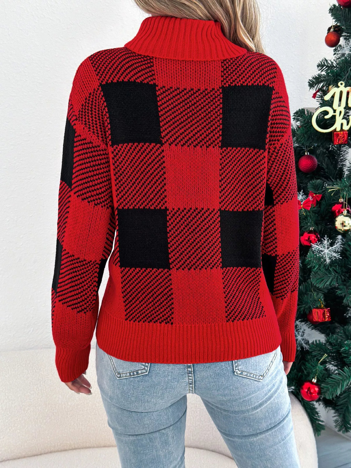 Christmas Plaid Turtleneck Sweater view 7