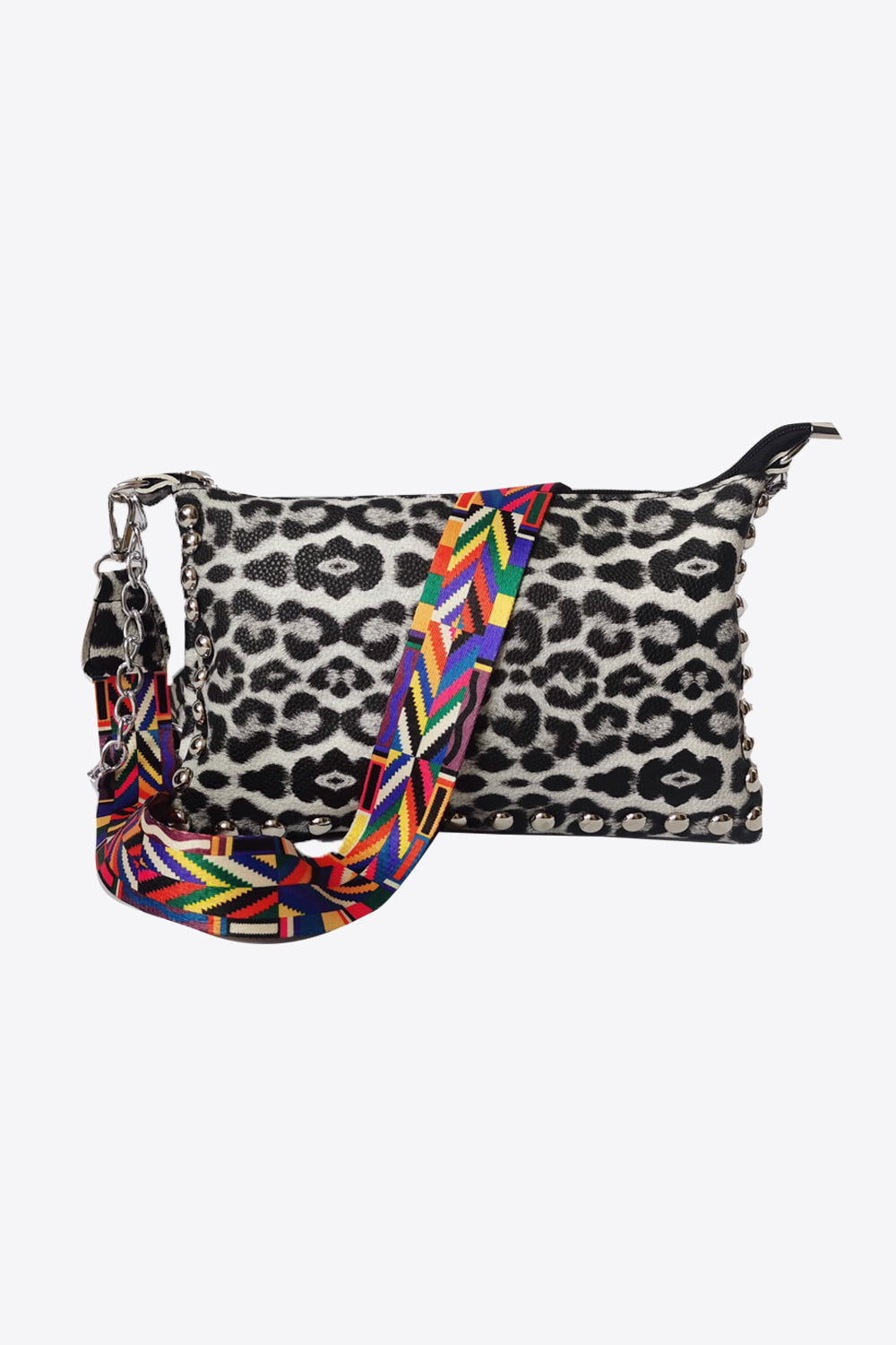Adored PU Leather Studded Shoulder Bag Black One Size - Fashorio