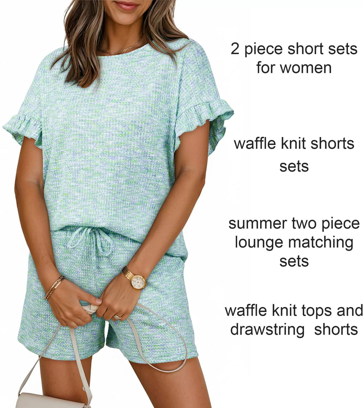 Ruffle Sleeve Textured Top and Shorts Set, view 16