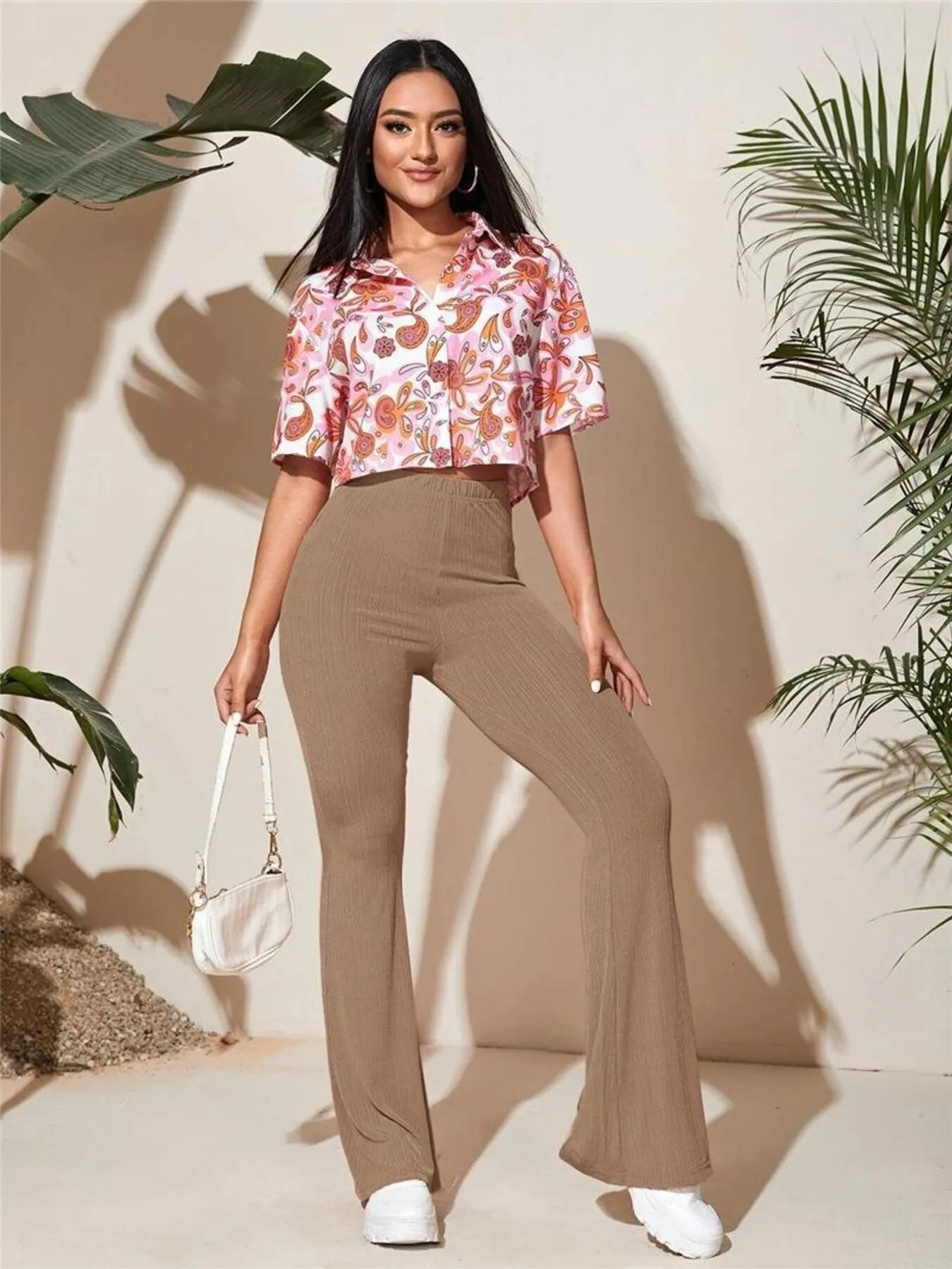 Full Size High-Waist Flare Active Pants Plus Size - Fashorio