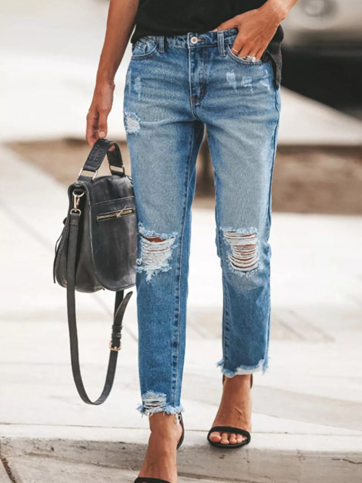 Distressed Ankle Jeans, view 6