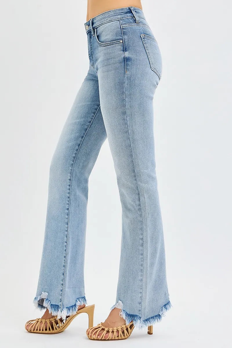 RISEN plus size flare jeans full length styling