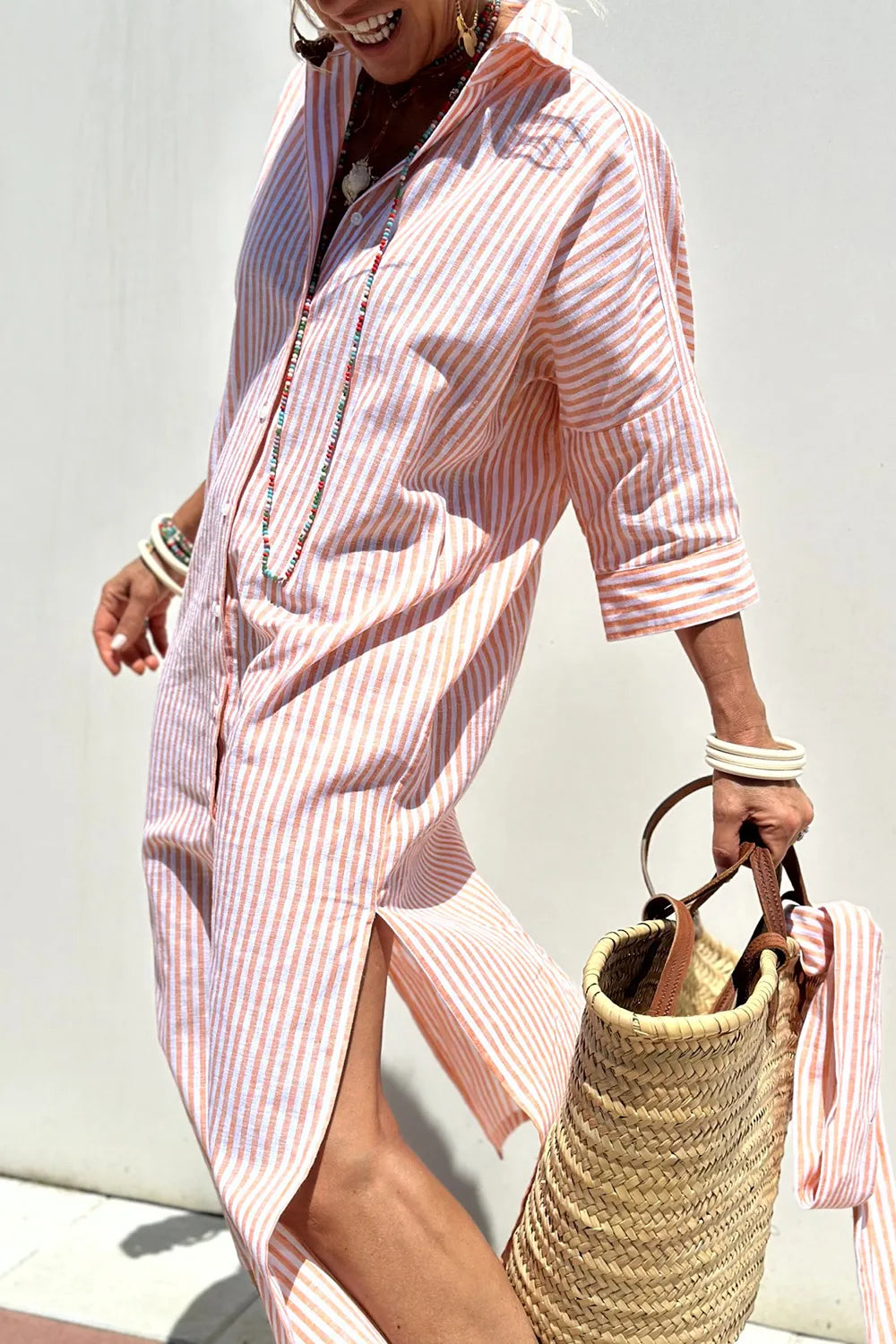 Button up dress in blush colorway