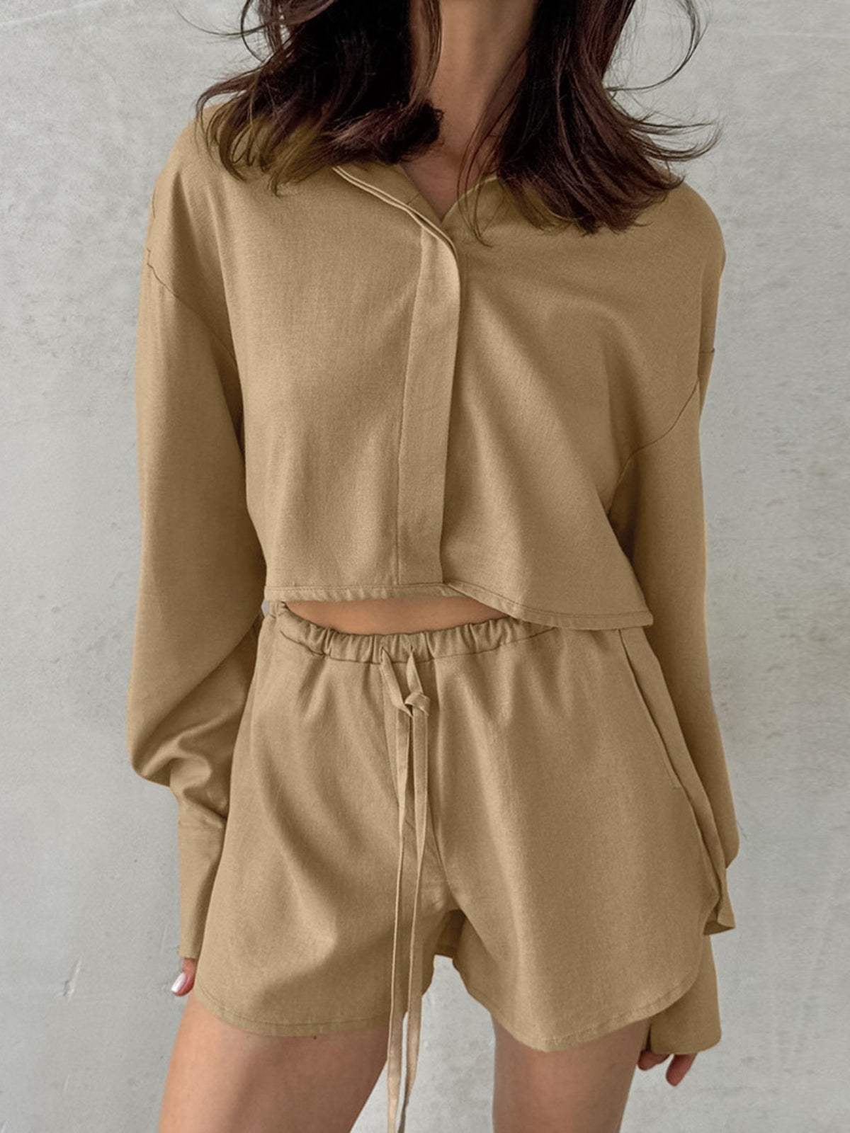 Long Sleeve Top and Shorts Set, view 7