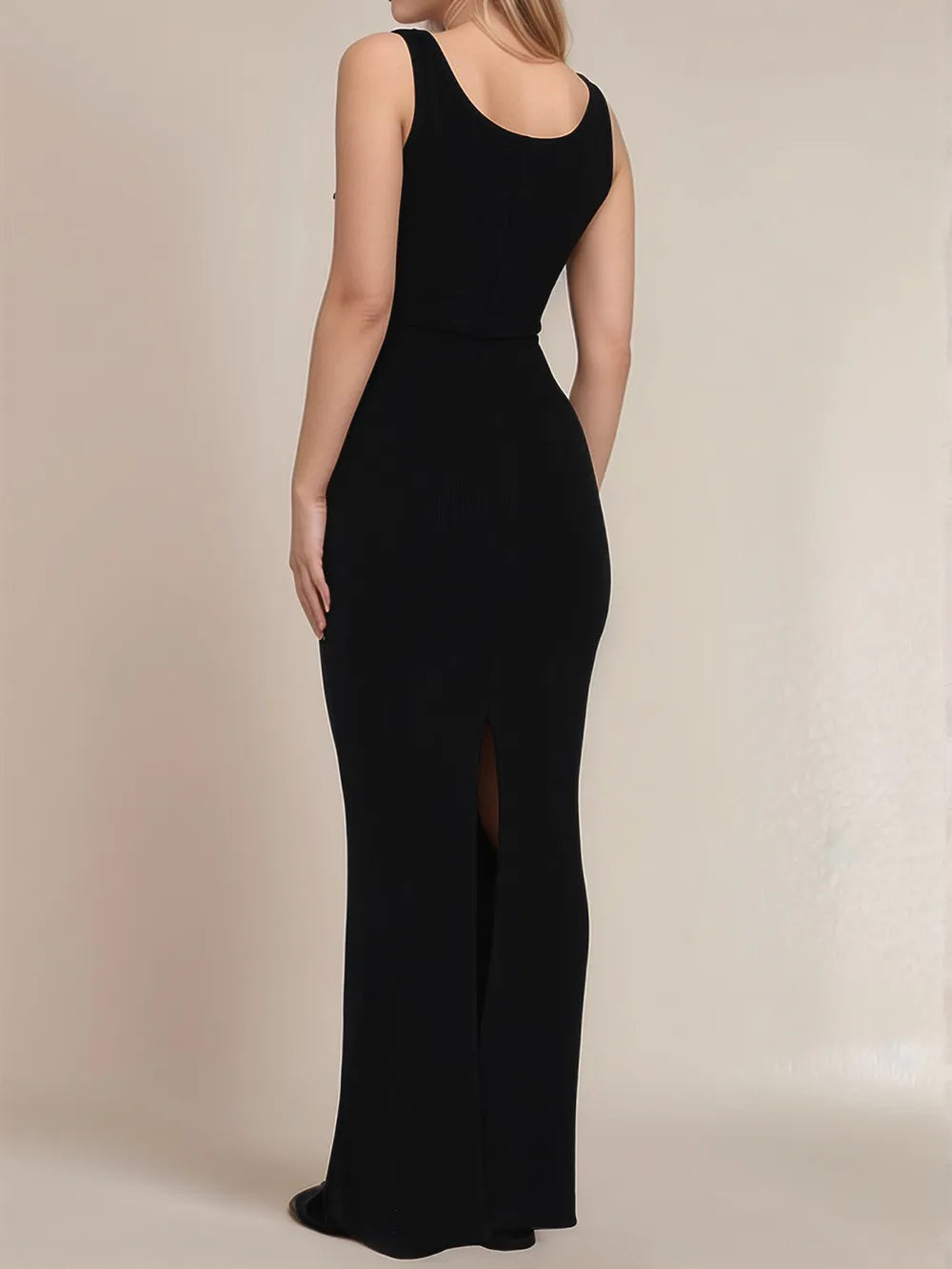 Wide strap maxi dress button front detail