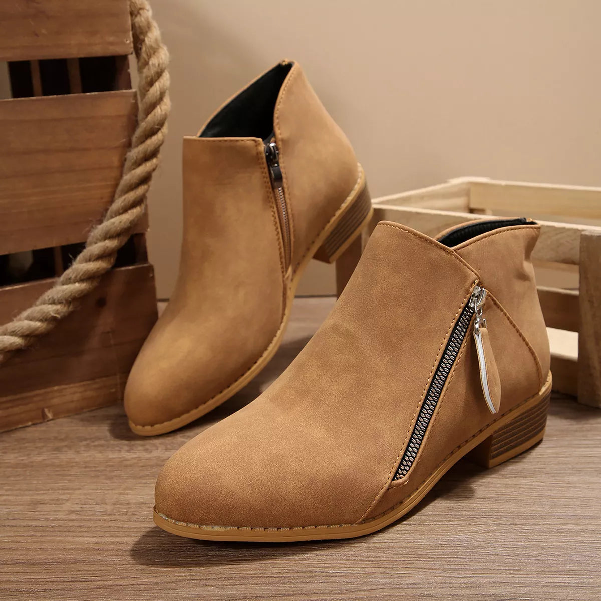 Block Heel Ankle Boots heel and platform detail