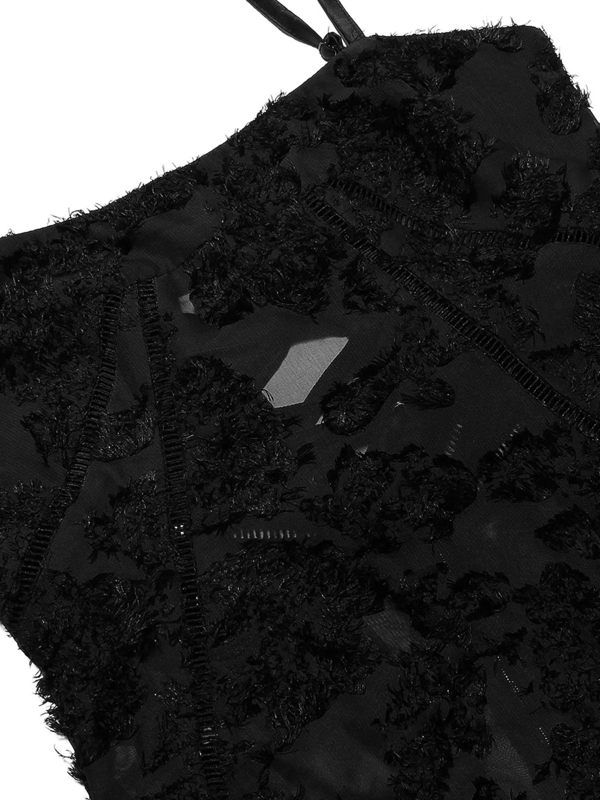 Spaghetti strap and neckline detail