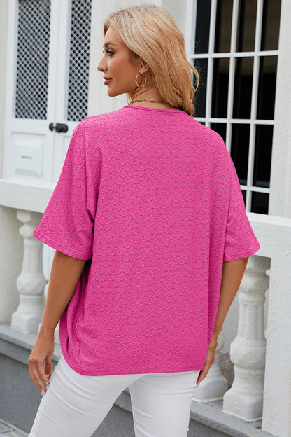 Eyelet Open Front Half Sleeve Cardigan - Fashorio
