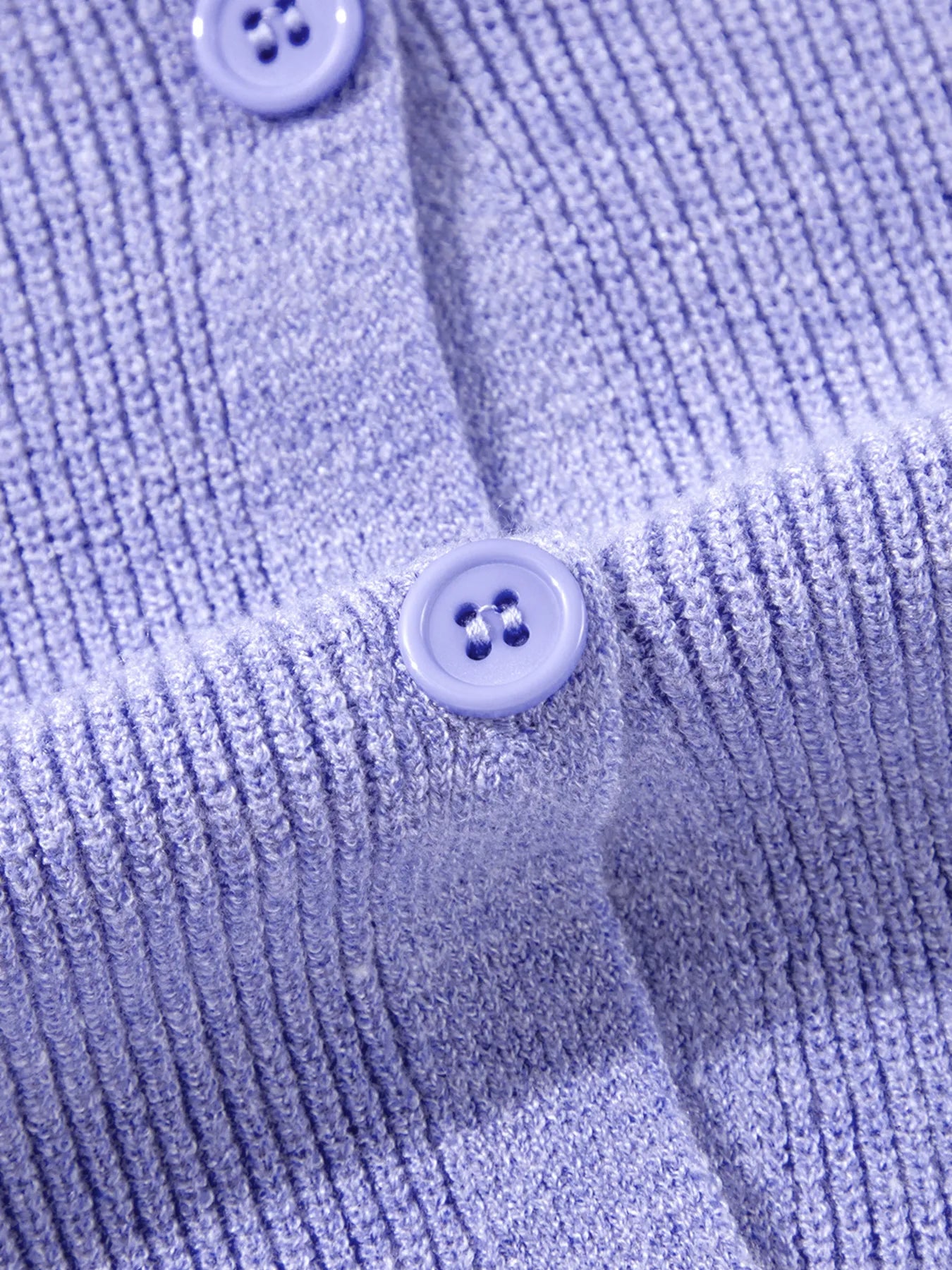 Ribbed Knit Button Front V Neck Cardigan - Fashorio