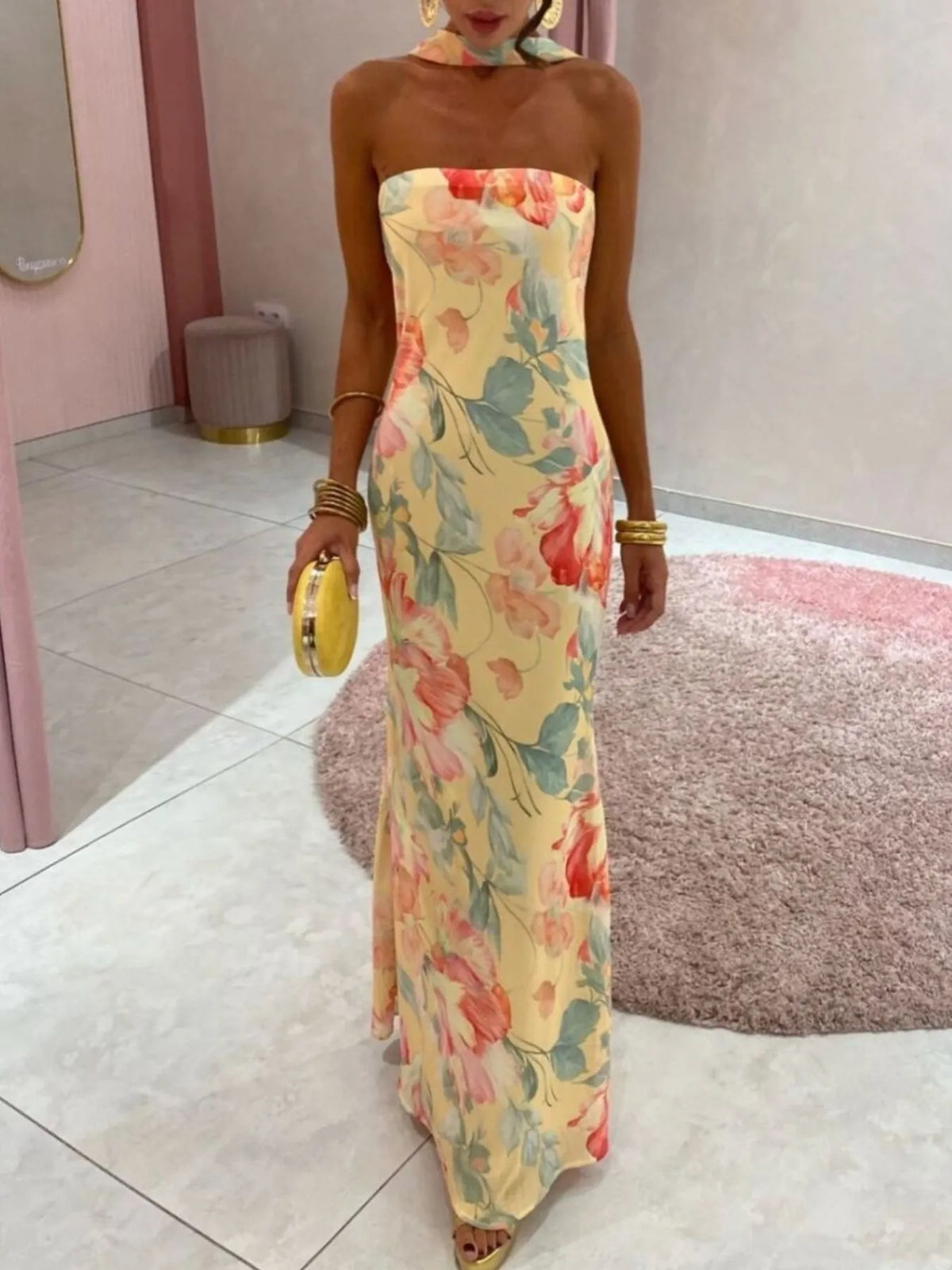Printed tube maxi dress view 23