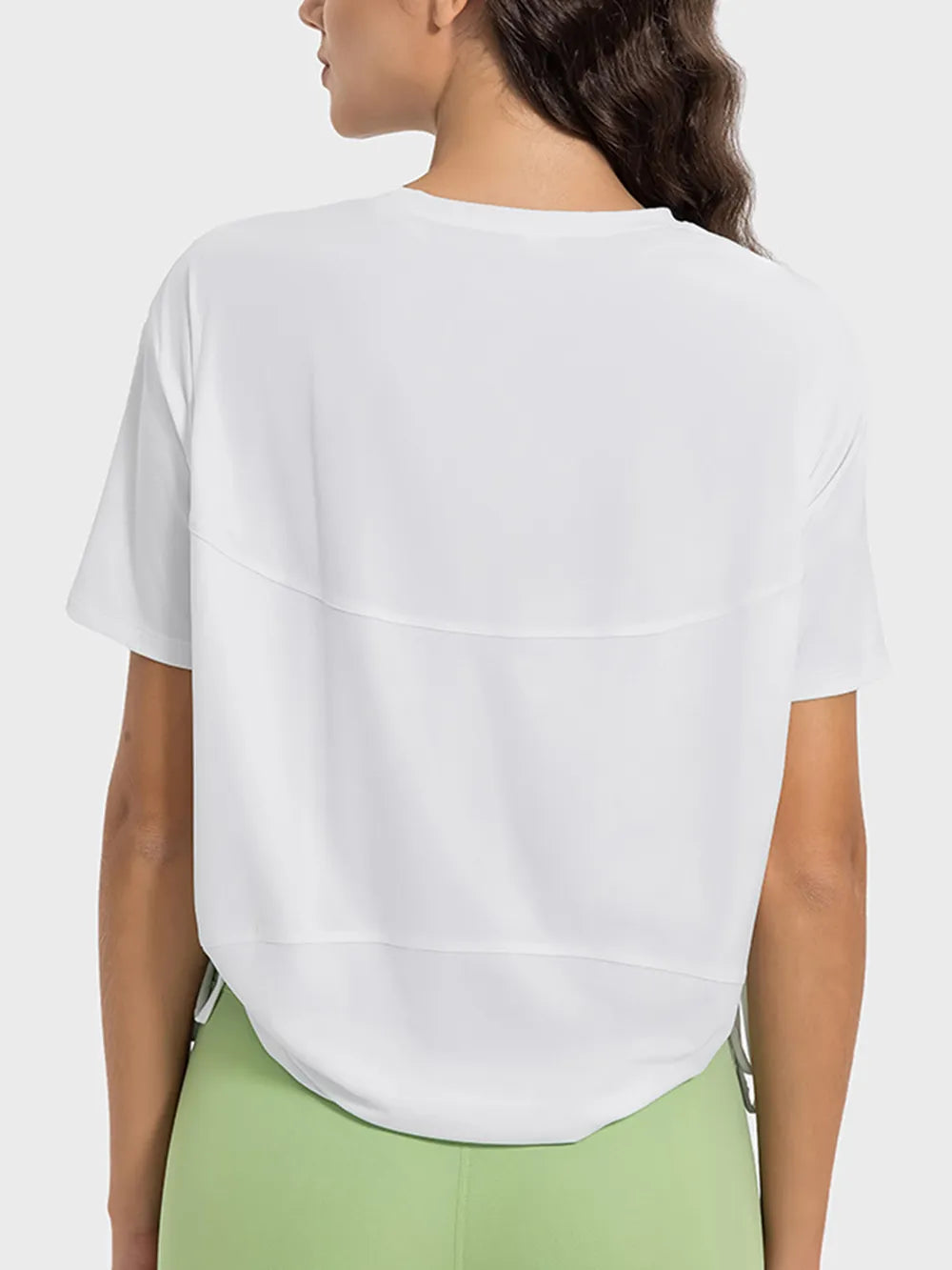 drawstring round neck active tee front view