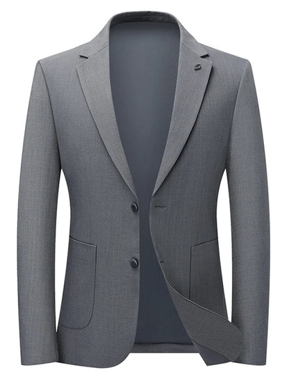Men's Lapel Collar Long Sleeve Blazer Dark Gray - Fashorio