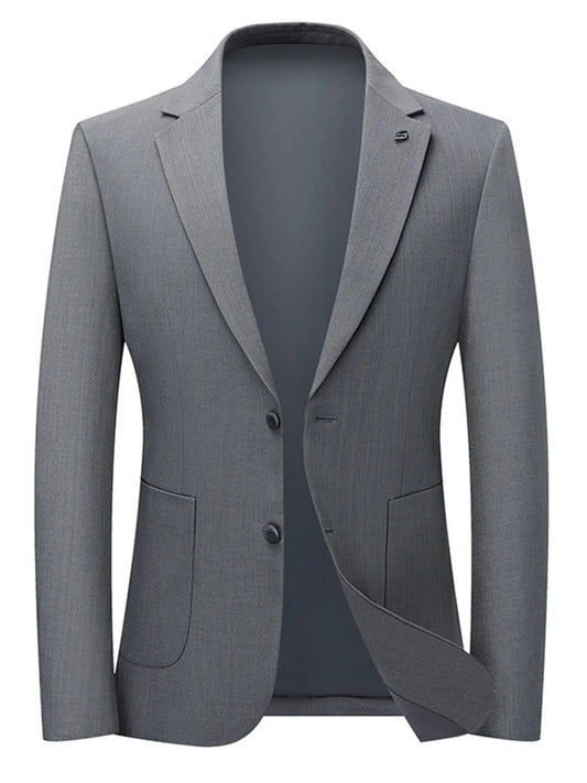 Men's Lapel Collar Long Sleeve Blazer Dark Gray - Fashorio
