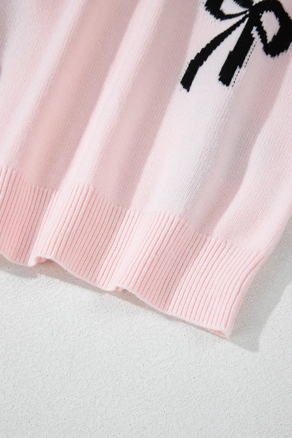 Blush pink knit sweater full outfit view