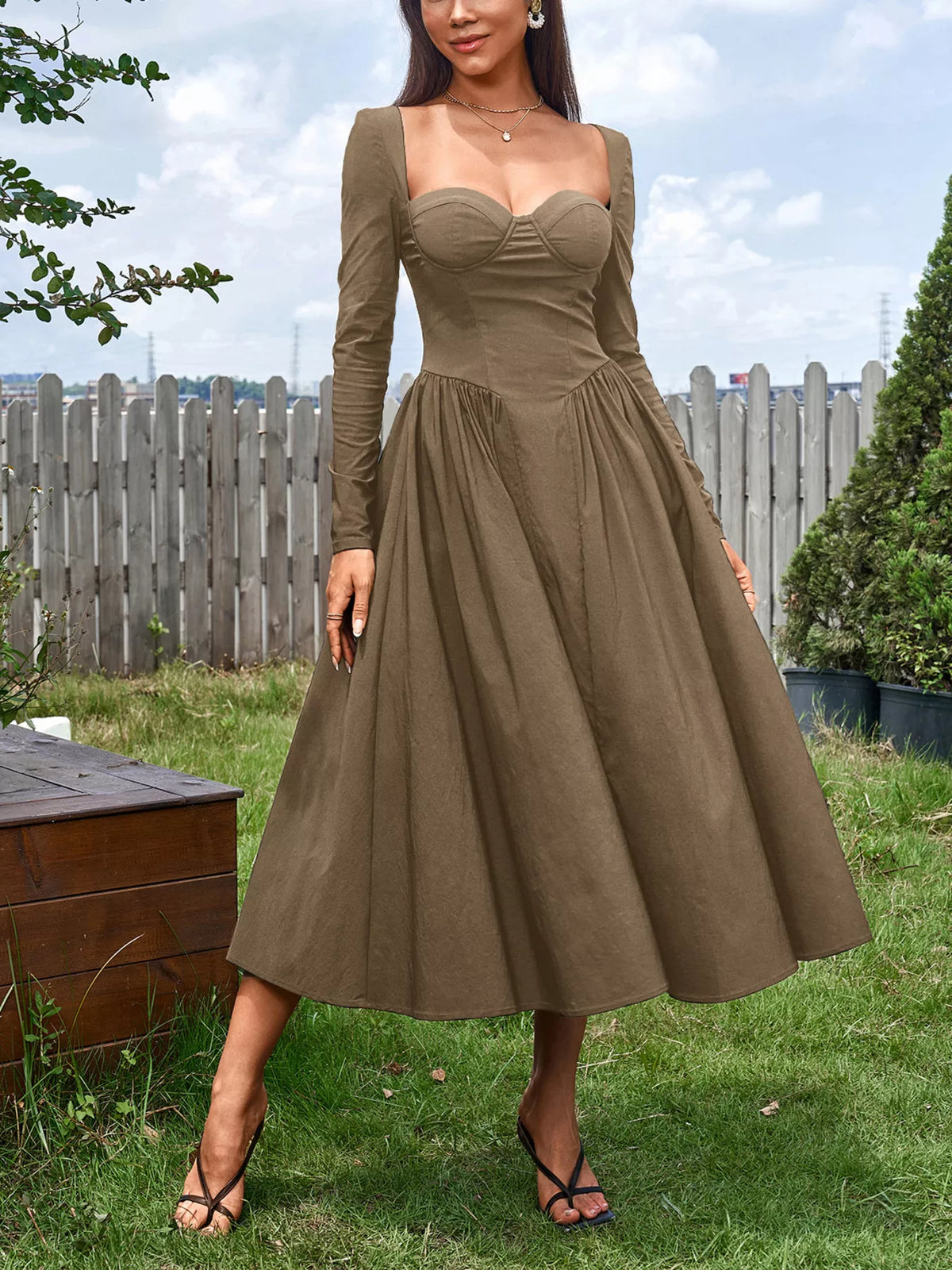 A line midi dress colour variation