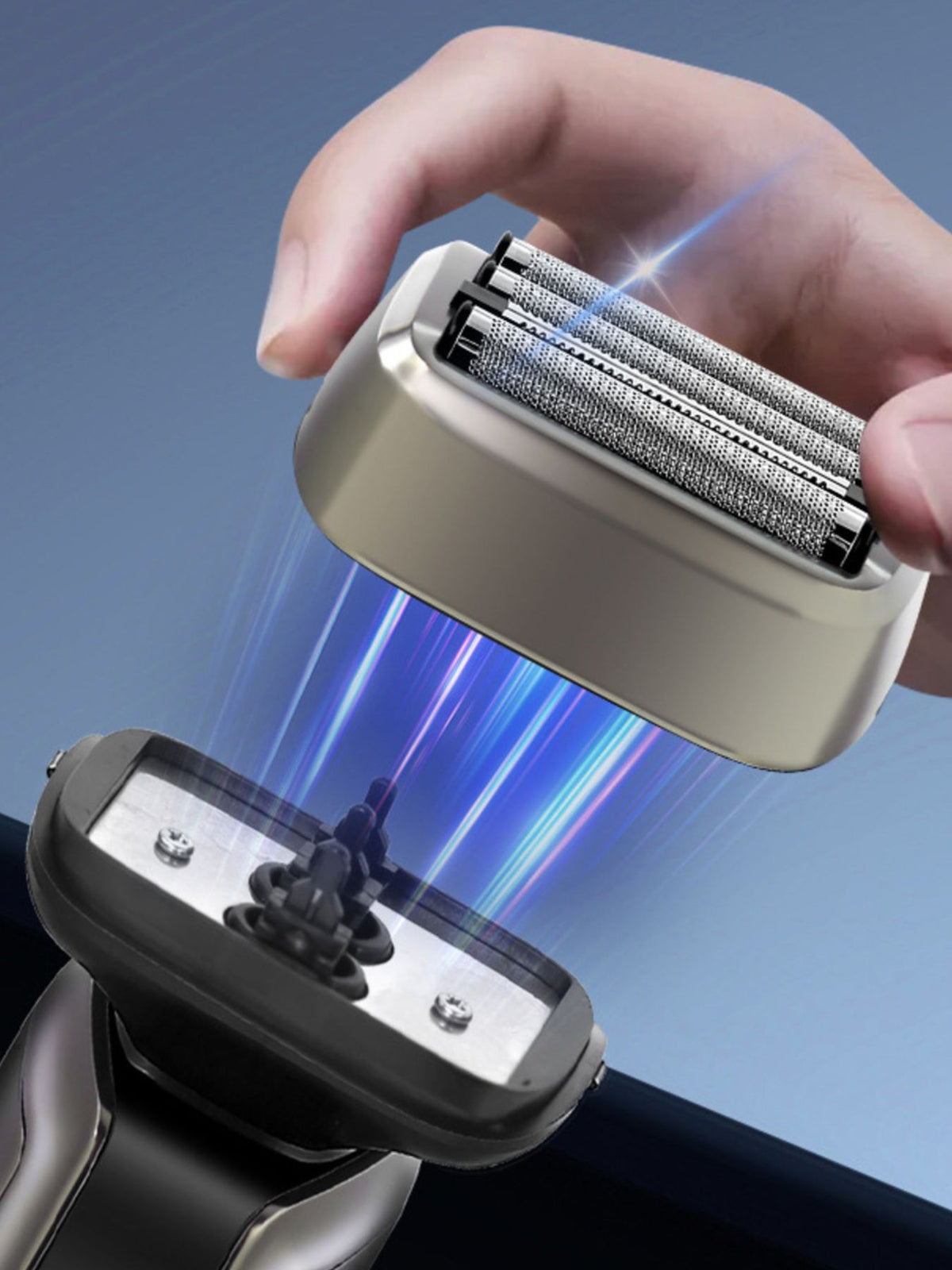 LED display shaver head close up