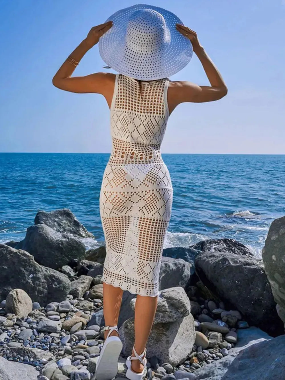 Cover up dress styled over swimsuit