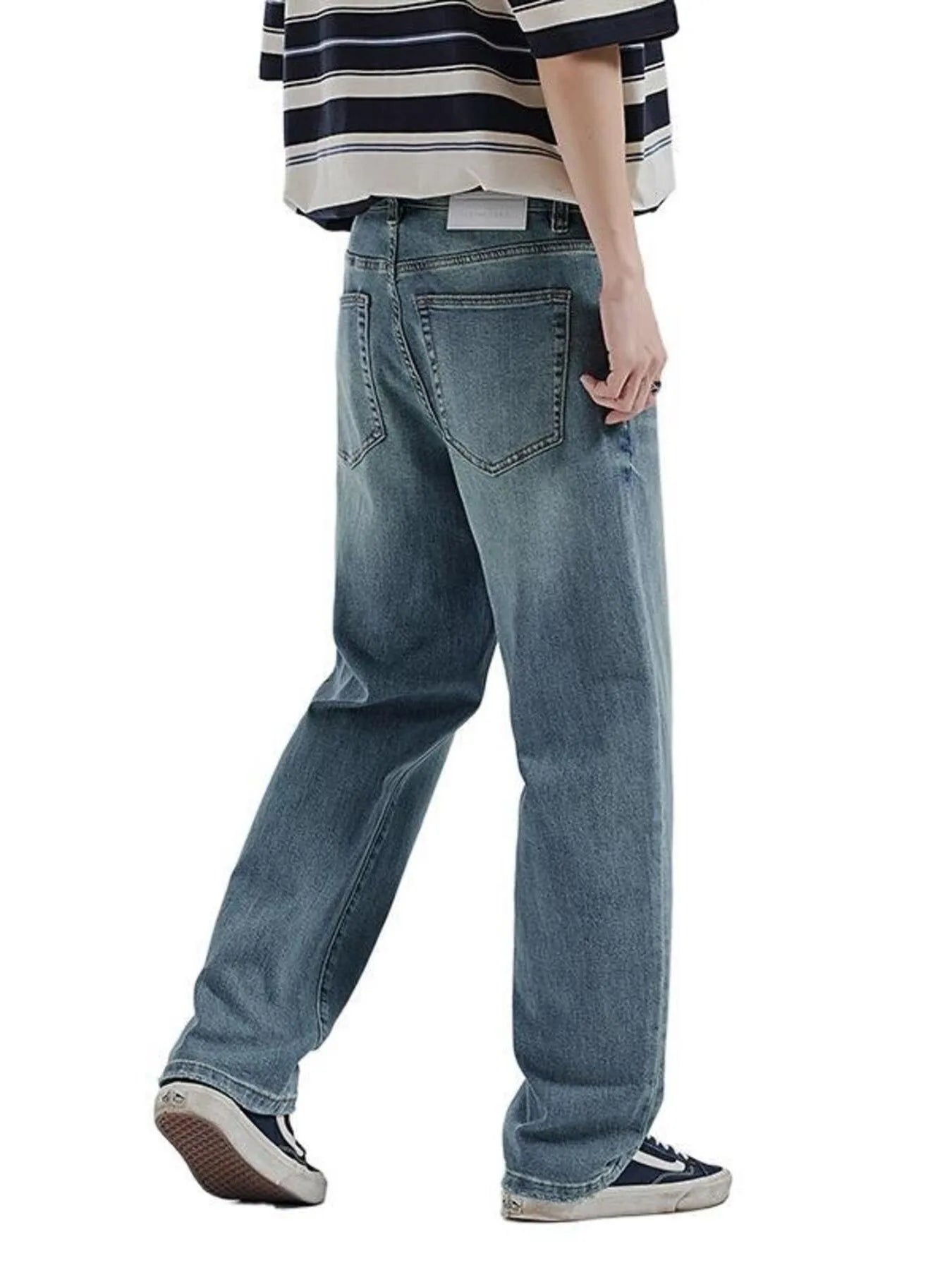 Men's Vintage Washed Relaxed Fit Straight Leg Jeans - Fashorio