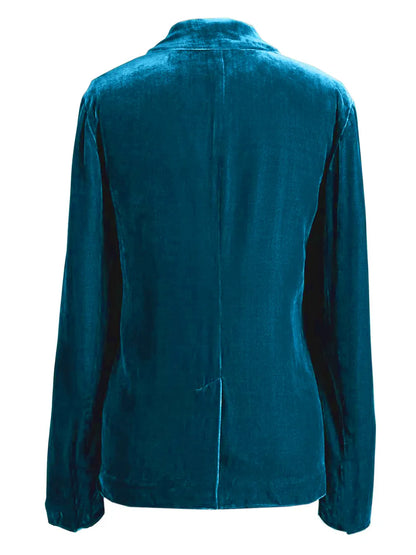 Pocketed Button Up Lapel Collar Blazer - Fashorio