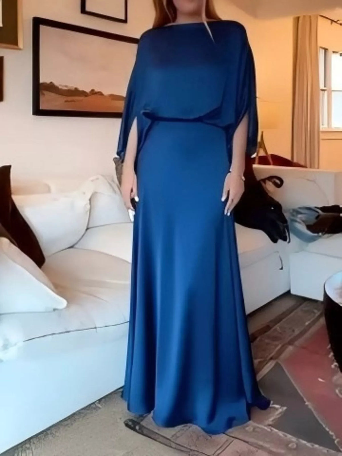 Batwing Sleeve Maxi Dress front view