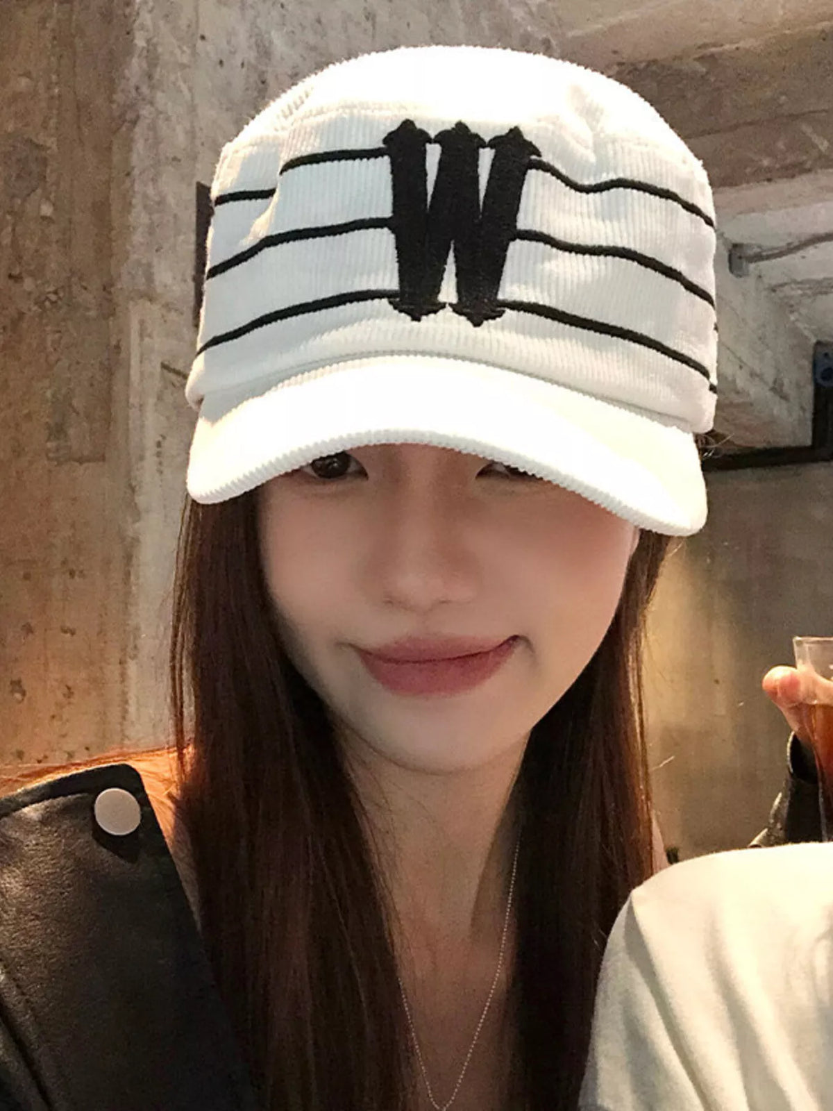 Cotton cap back view with closure
