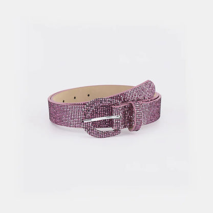 Sequin PU Leather Belt Moonlit Mauve - Fashorio