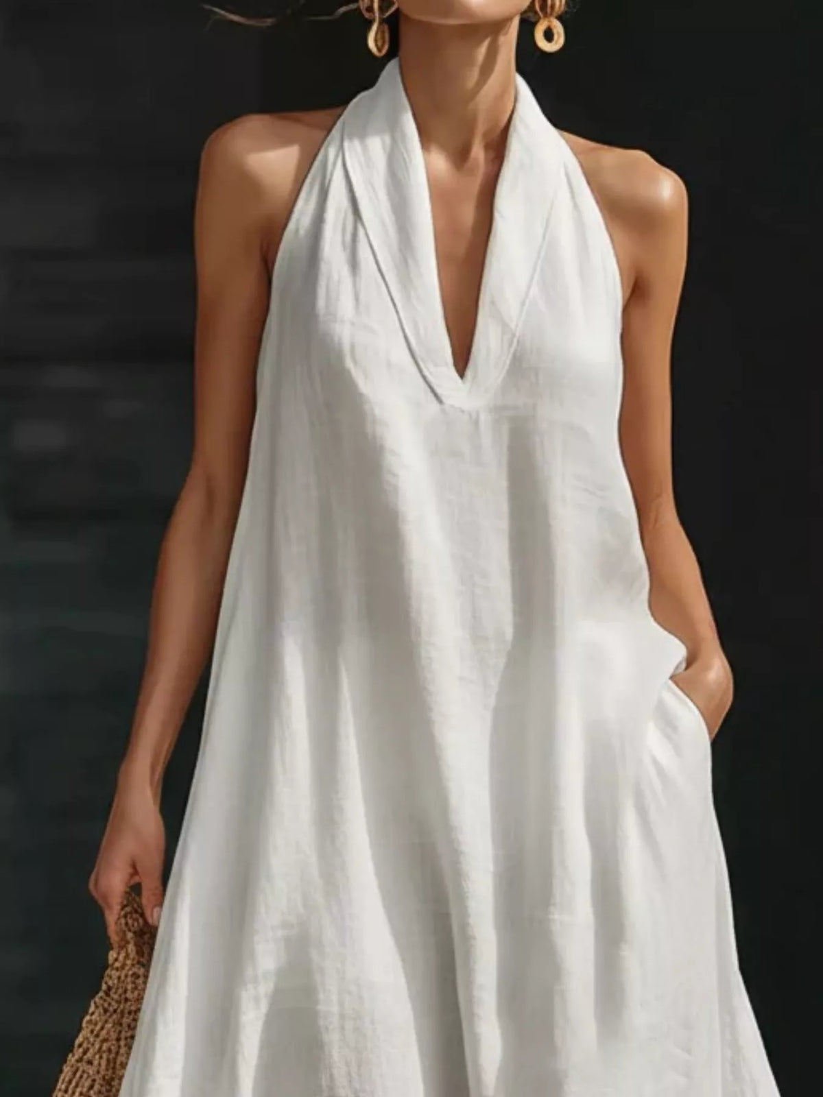 Halter maxi dress side view