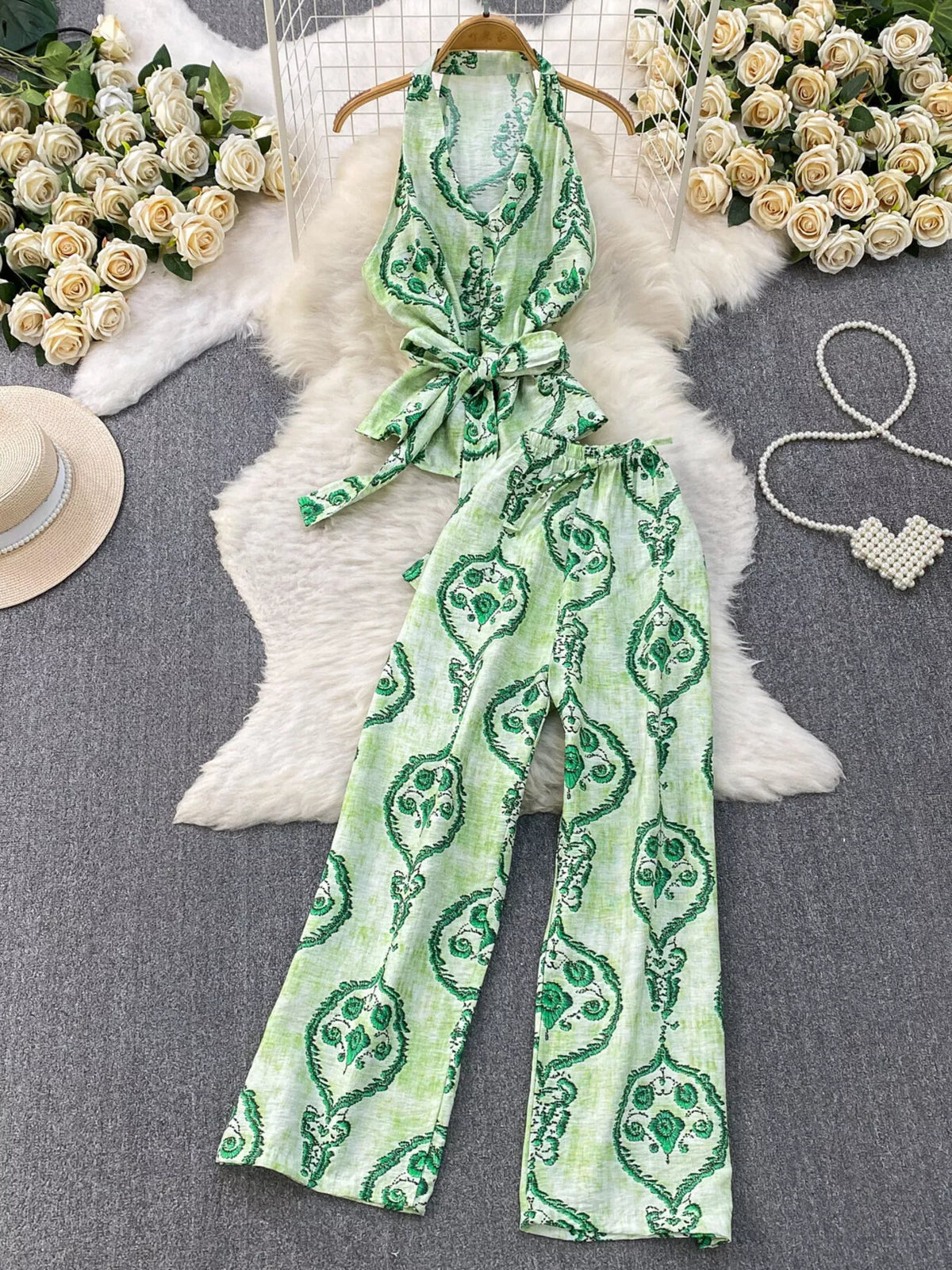 Sleeveless Top and Wide Leg Pants Set, view 13