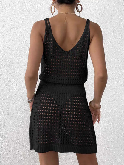 Crochet Sleeveless Knit Cover Up Dress - Fashorio