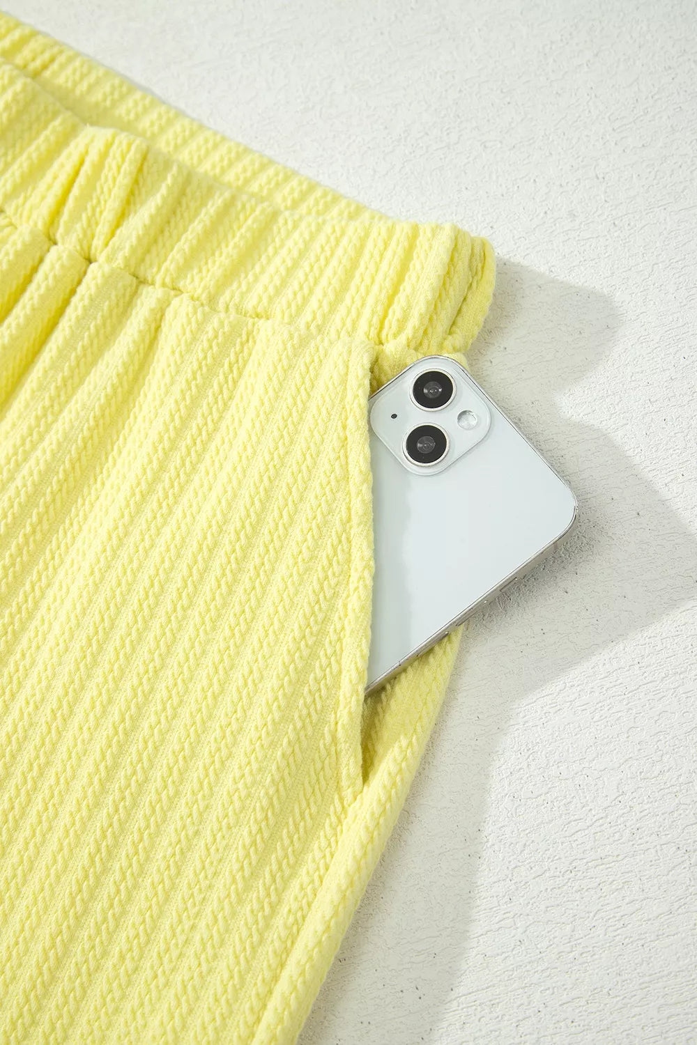 Pastel yellow tank and shorts full outfit
