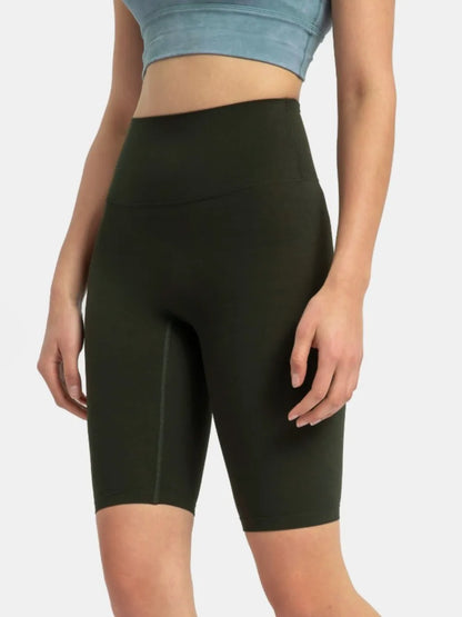 Millennia High Rise Wide Waistband Active Shorts Vintage Green - Fashorio