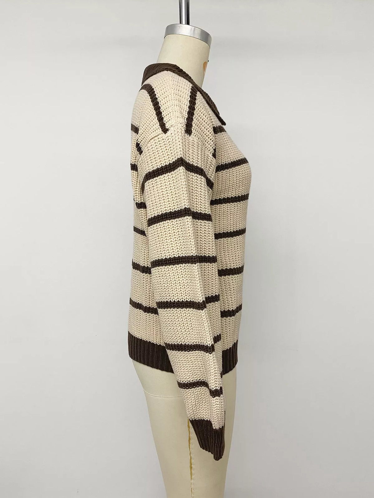 Striped Knit Polo Sweater view 11
