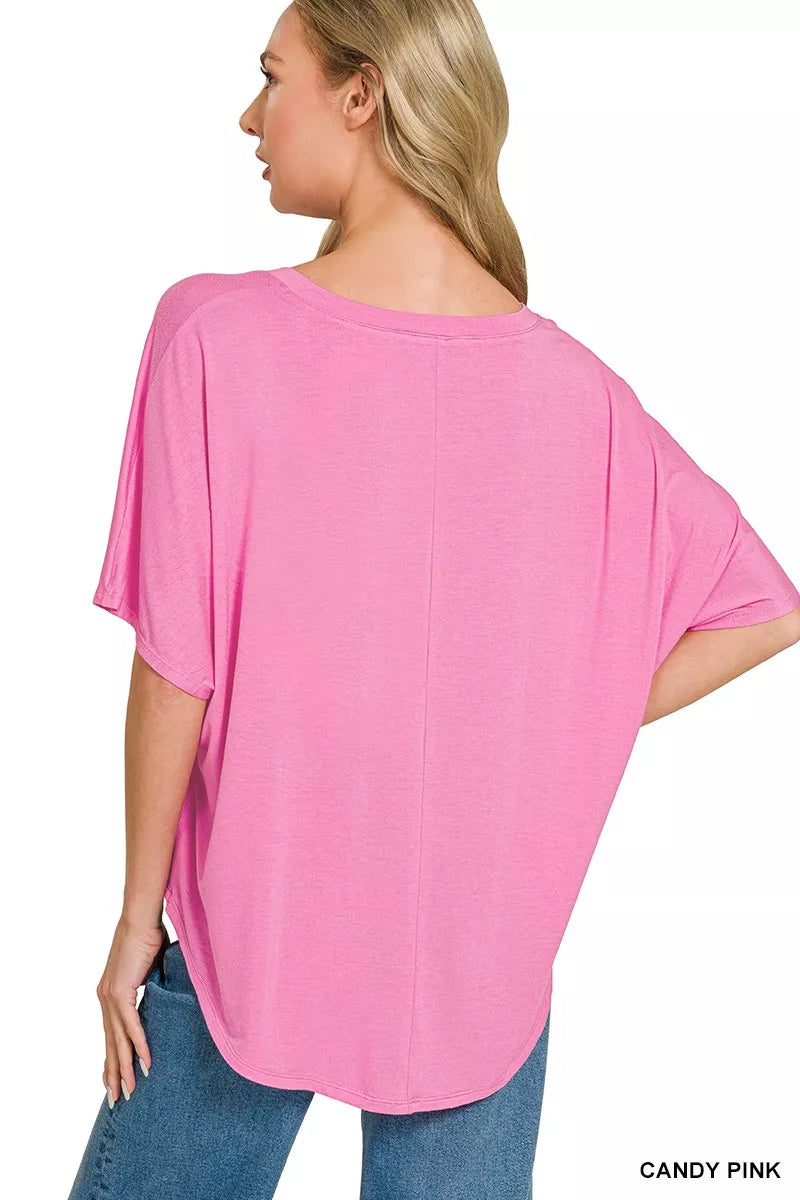 Womens V neck oversized set back view