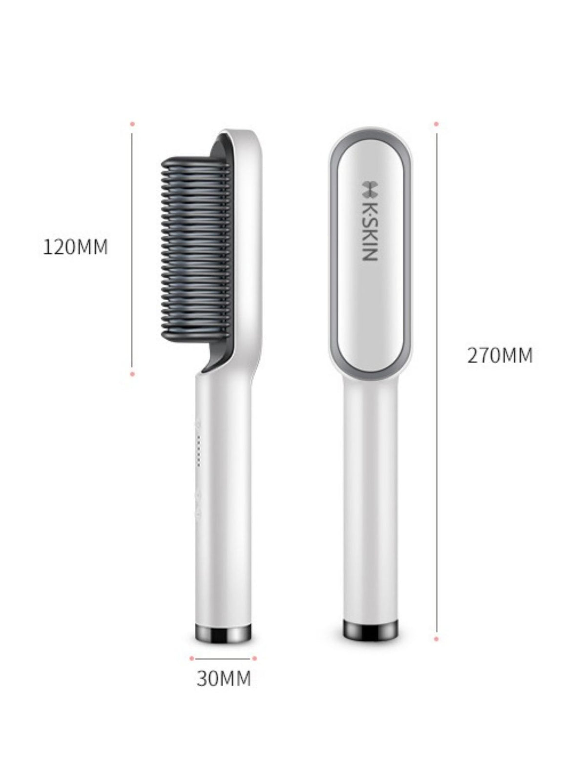 Straightening comb in use on hair