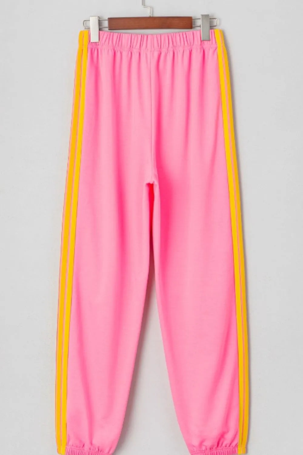 Contrast Striped Elastic Waist Active Pants - Fashorio